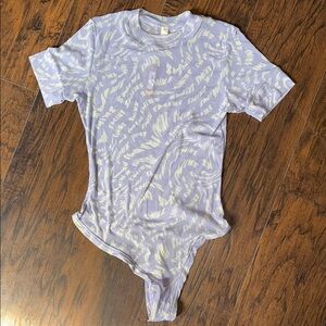 SKIMS Lavender and Cream Patterned Mesh Top